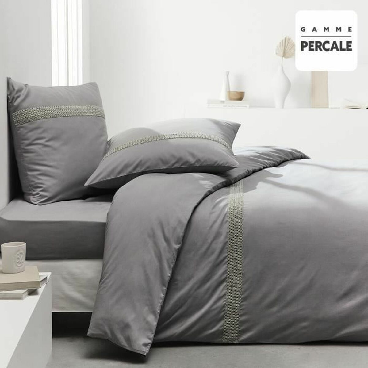 Set husă de pătură TODAY Percale Gri 220 x 240 cm